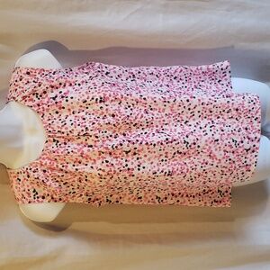 Nine West White Sleeveless Blouse with Pink and Black Dots - Size S